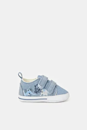 Babies Blue Denim Embellished Pram Shoes