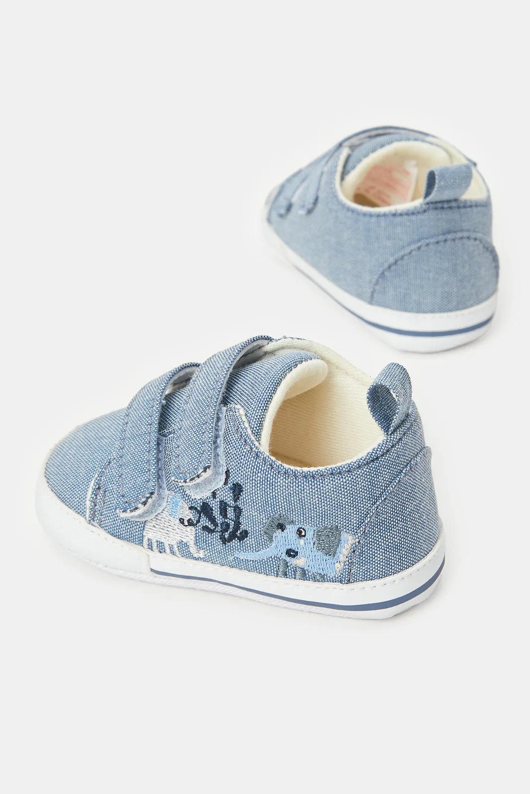 Babies Blue Denim Embellished Pram Shoes