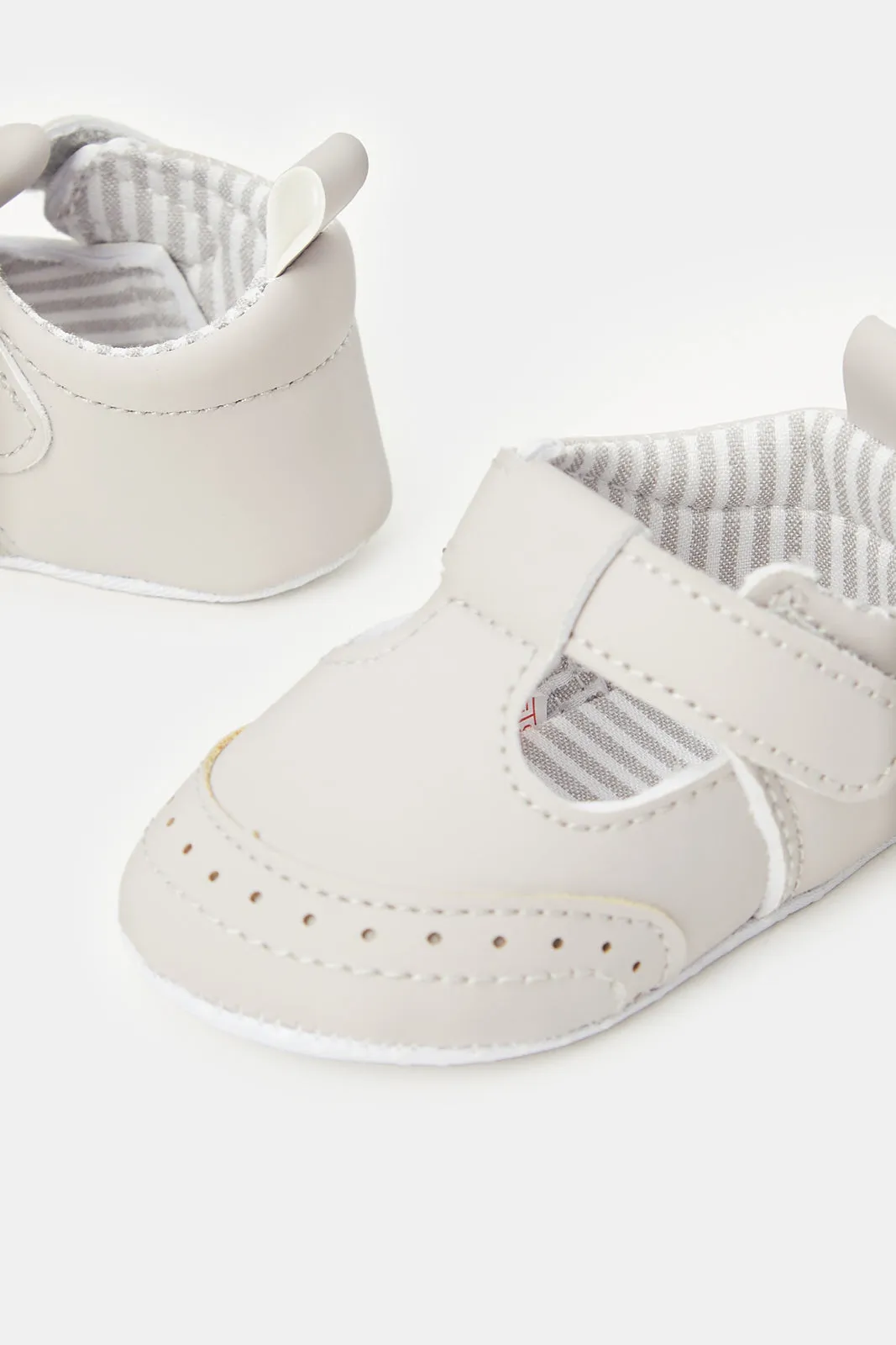 Babies Grey T-Bar Pram Shoes