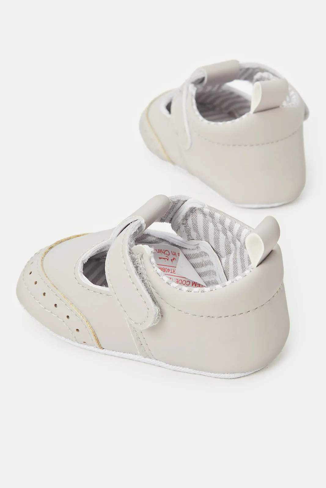 Babies Grey T-Bar Pram Shoes