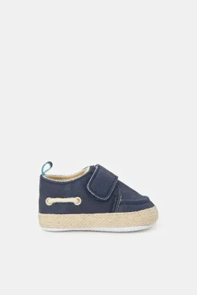 Babies Navy Velcro Strap Pram Shoes