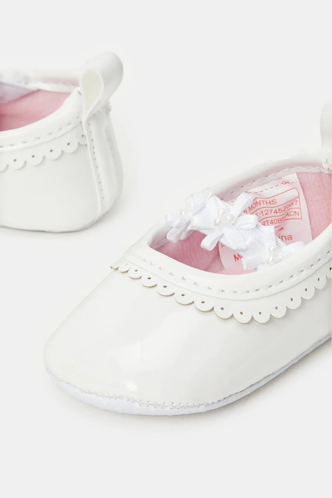 Babies White Pearl Pram Shoes