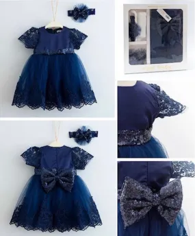 Baby Girl Lace Dress Set, 4 pc Outfit for Special Occasions