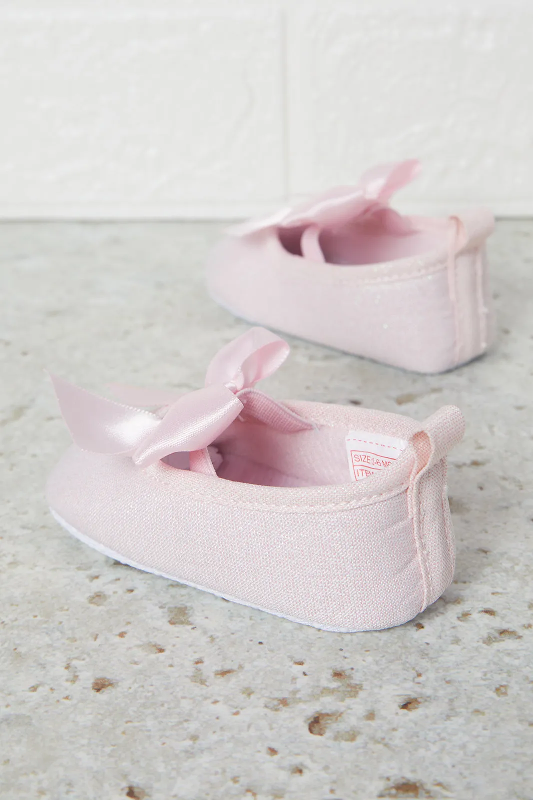 Baby Pink Bow Pram Shoes