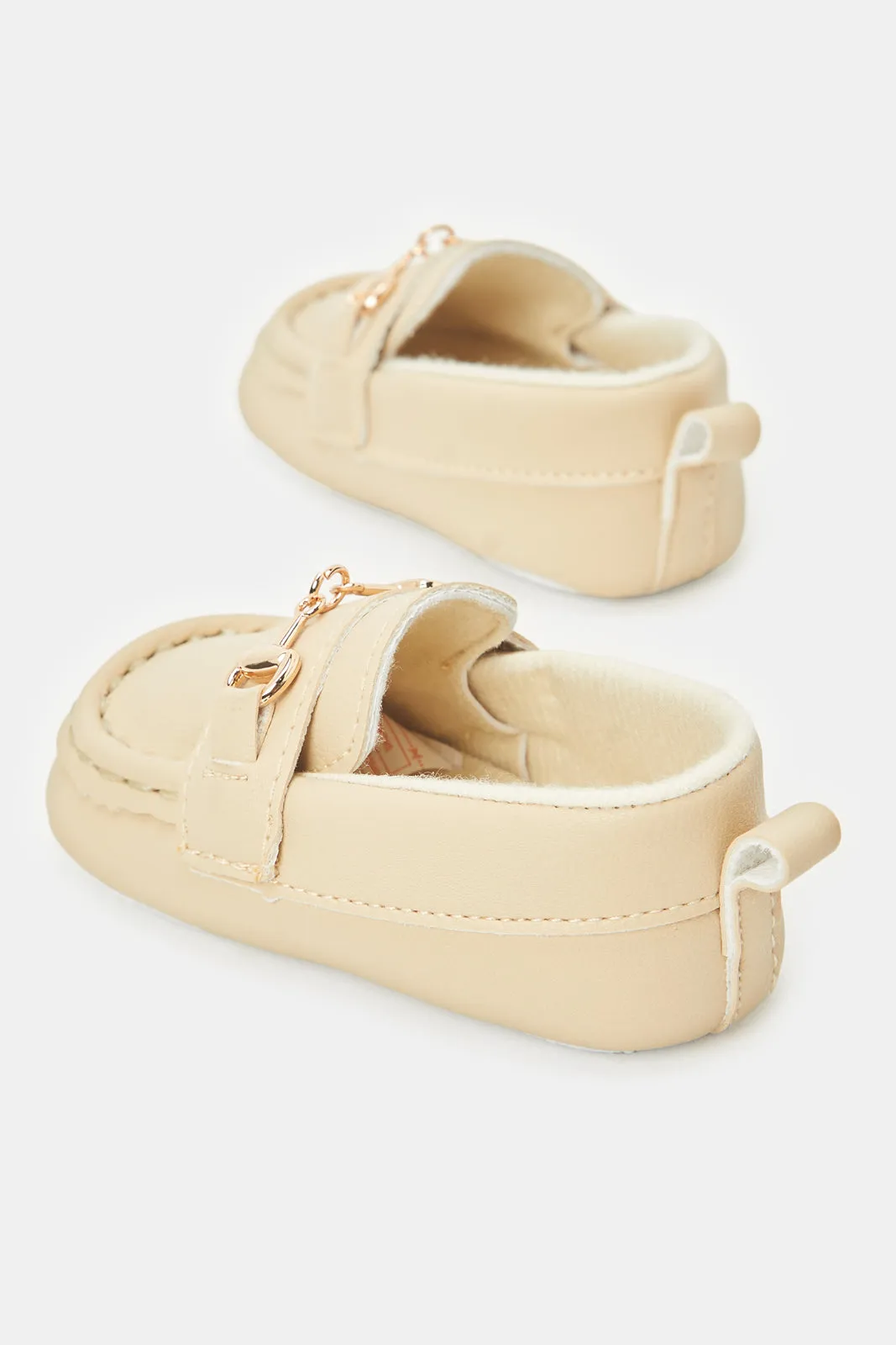 Baby Tan Embellished  Pram Shoe