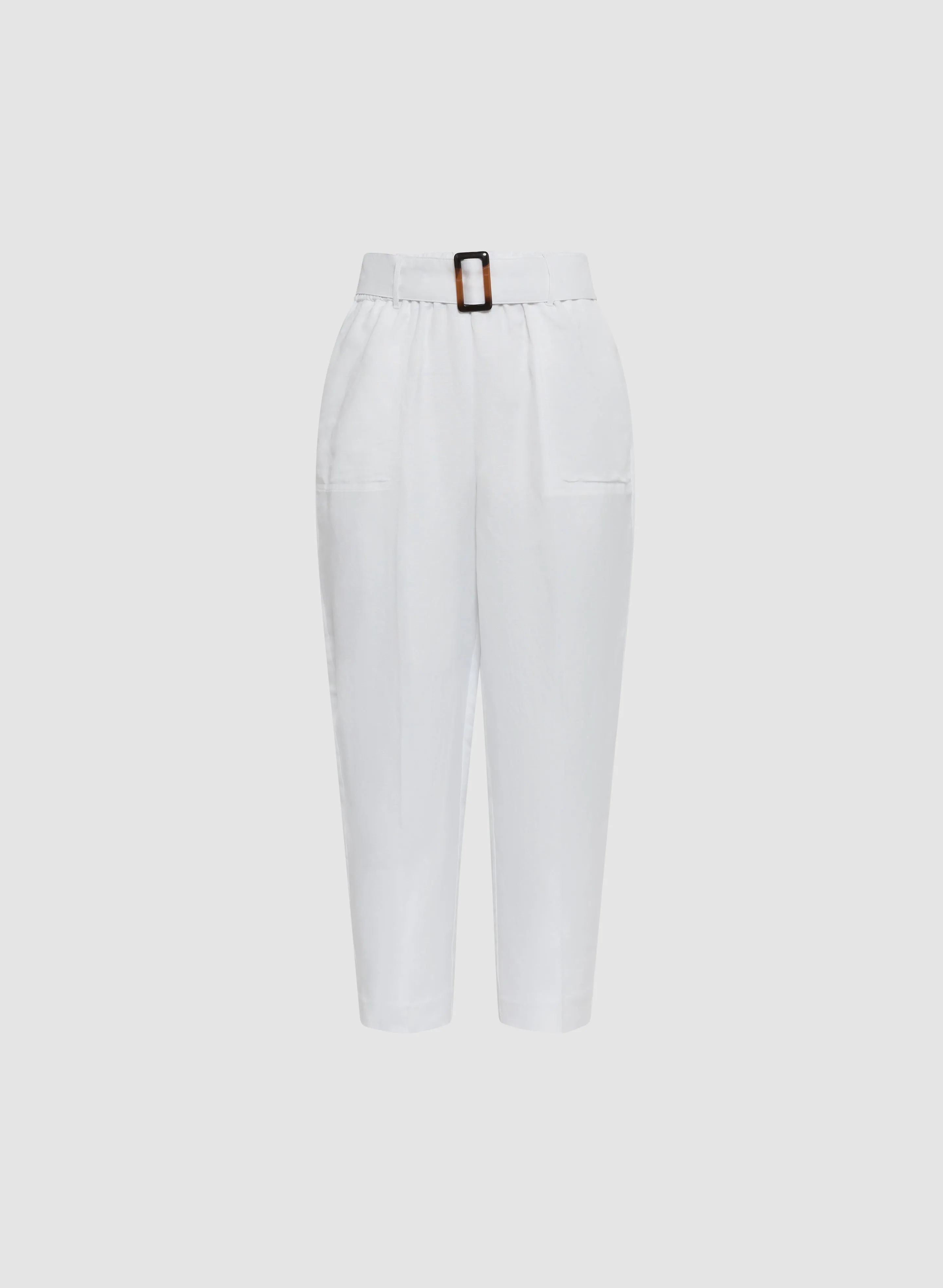 Belted Linen-Blend Capris