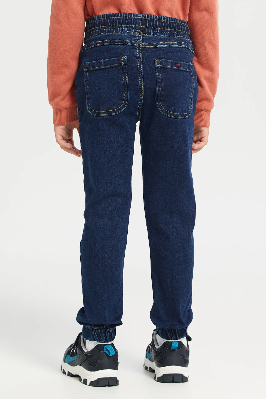 Boys Navy Pull On Jogger Jeans