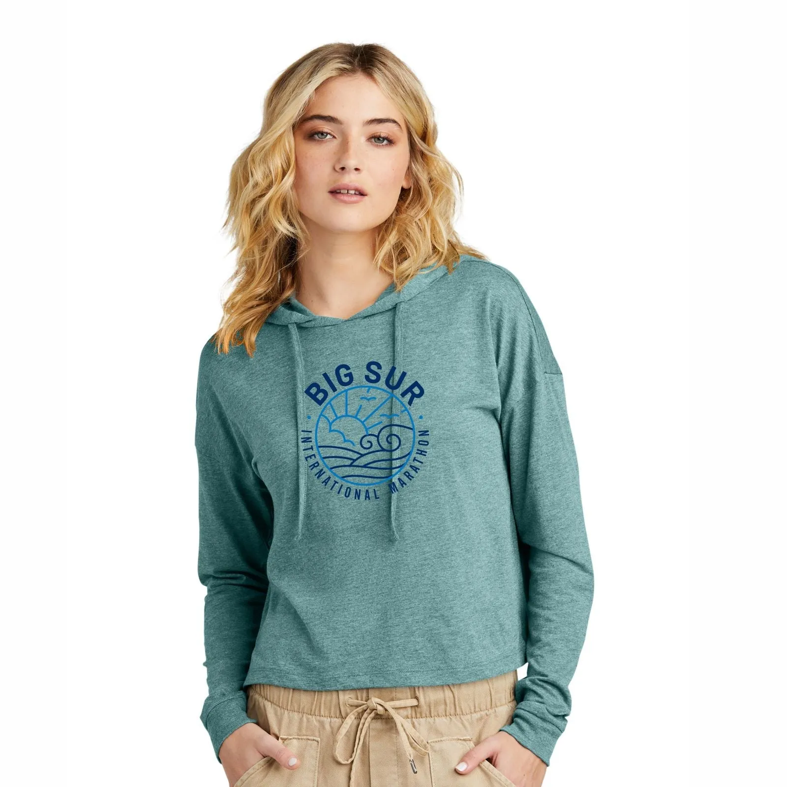 BSIM Women's LS Hooded Tee -Eucalyptus- Mosaic