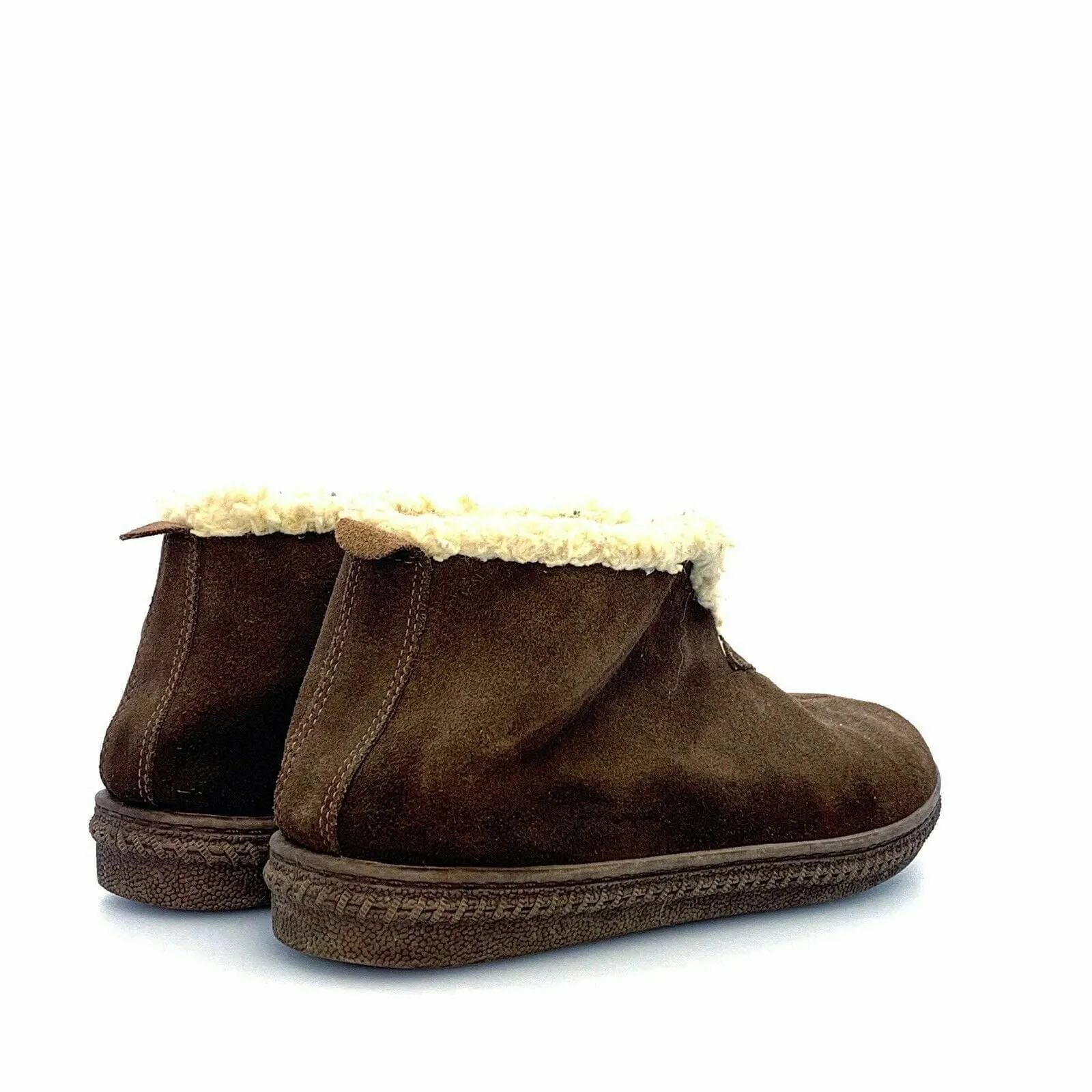 Cozy Laguna Ankle Boots Brown Faux Fur Slip On Shoes Size 8