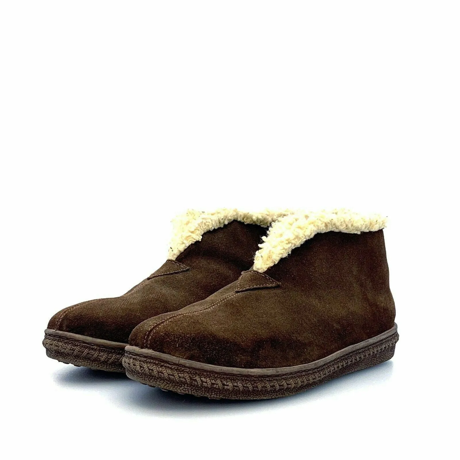 Cozy Laguna Ankle Boots Brown Faux Fur Slip On Shoes Size 8