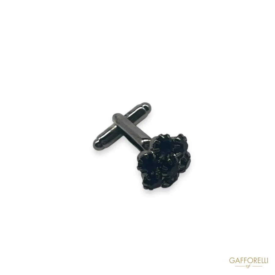 Flower Shape Cufflink with Rhinestones U114 Gem - Gafforelli Srl