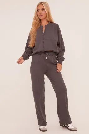 Grey Zip Front Bomber And Joggers Co-ord Set - Sasha