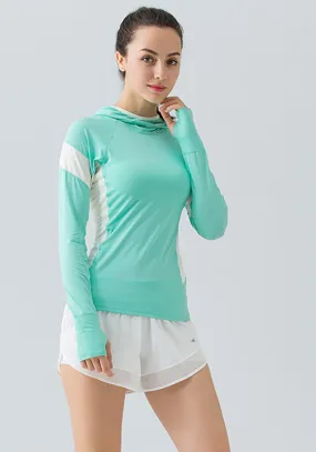 Hooded Mesh Panel Yoga Top