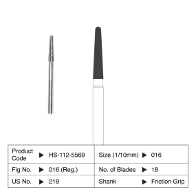 HS Carbide Bur Non-Sterile Orthodontic Friction Grip 218 5/Pack