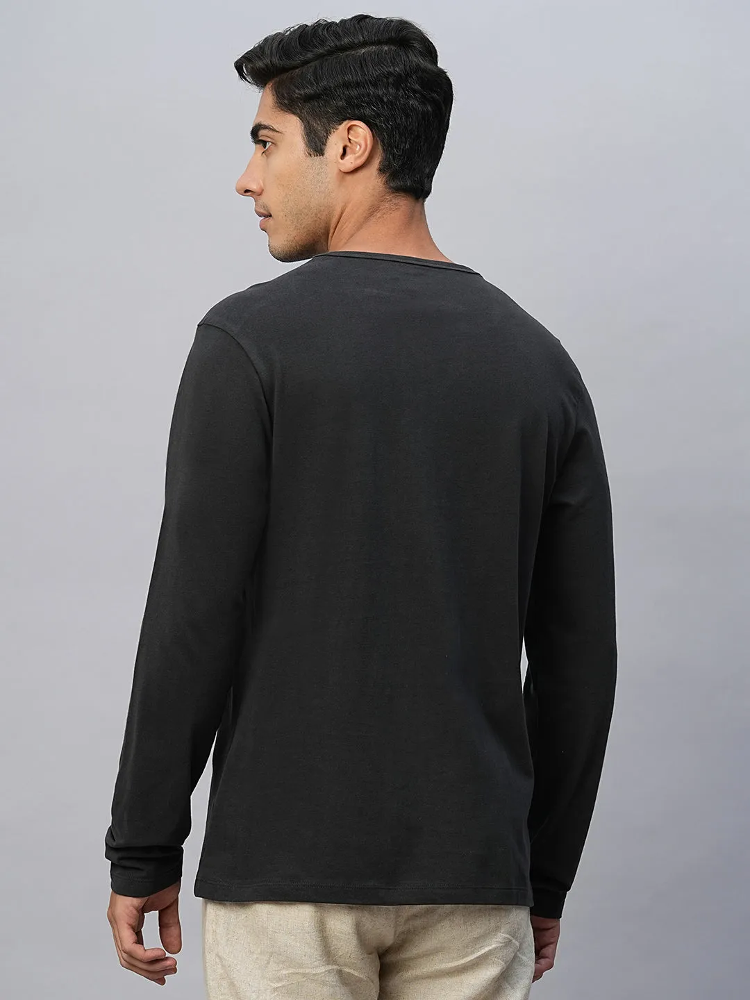 Men's Grey Cotton Regular Fit Tshirts