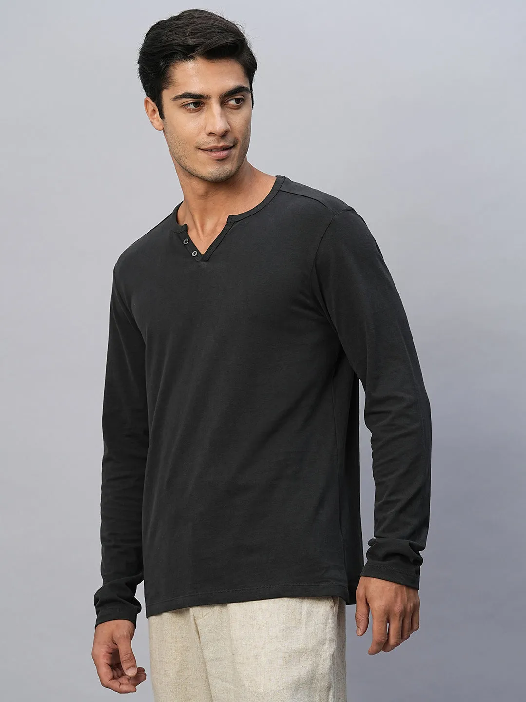 Men's Grey Cotton Regular Fit Tshirts