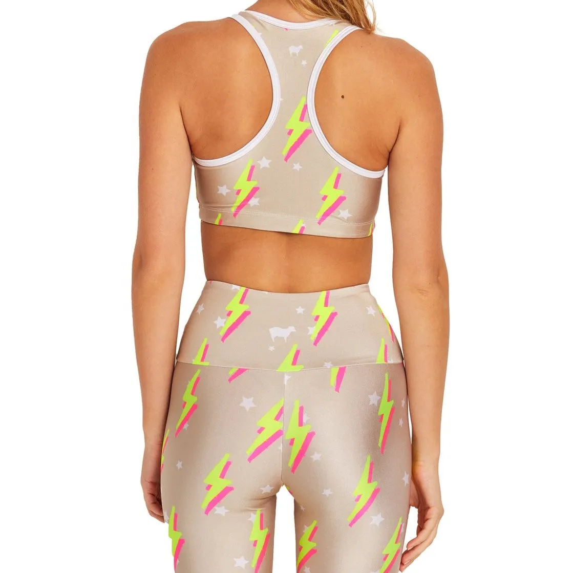 Nude Neon Bolts Sports Bra