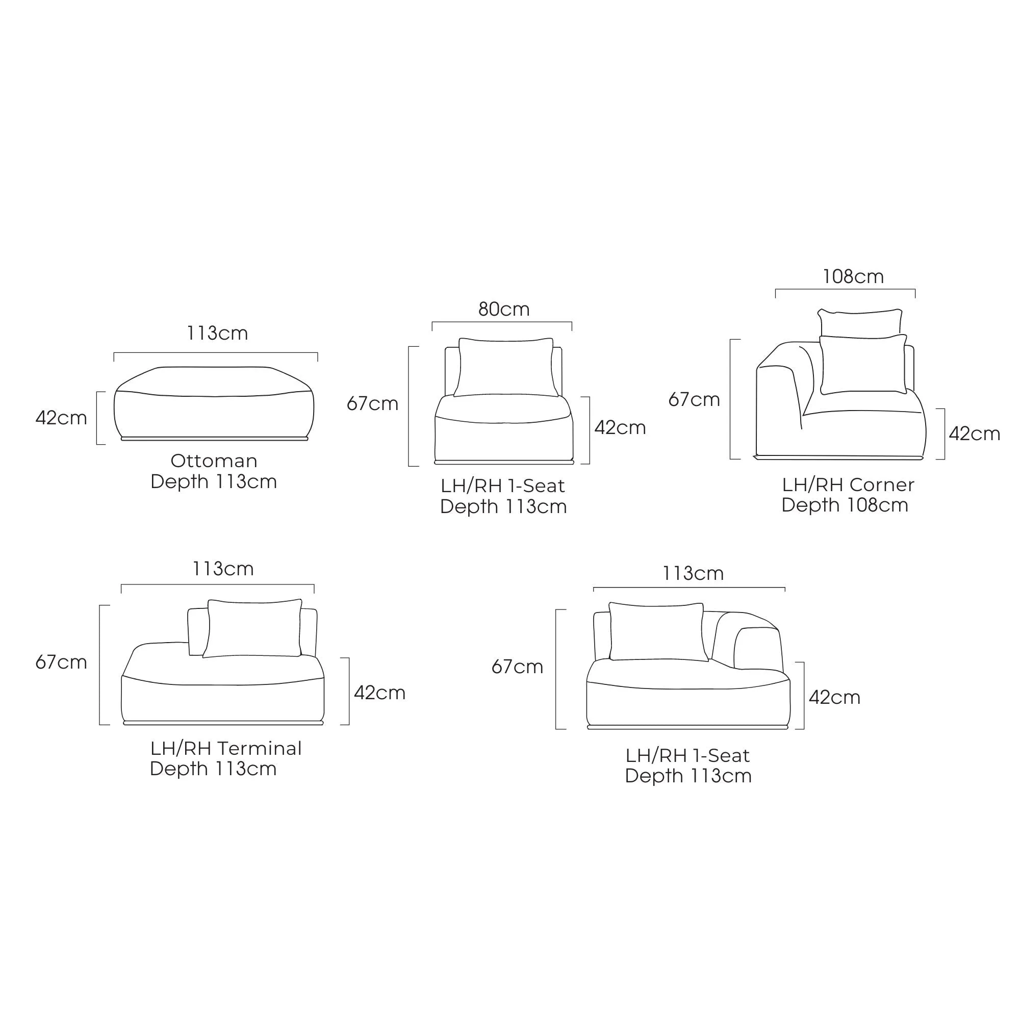 Sabine Modular LH 1-Seat - Natural