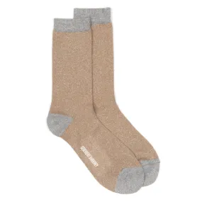 Selina Long Sparkly Socks: Camel & Silver