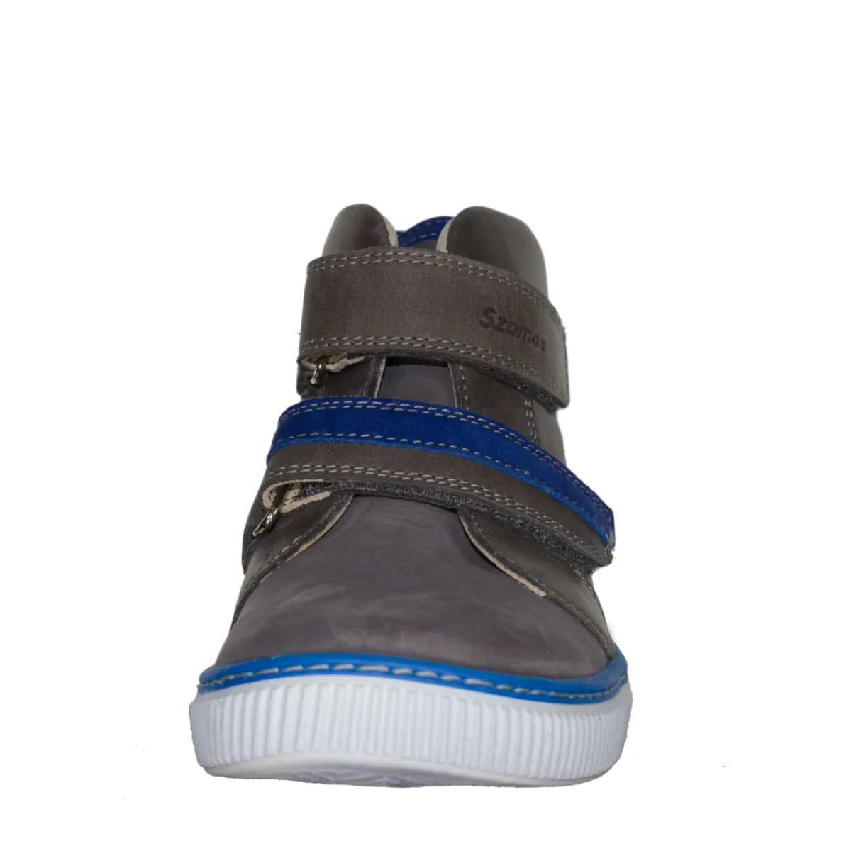 Szamos kid boy high-top shoes grey with blue monster face big kid size