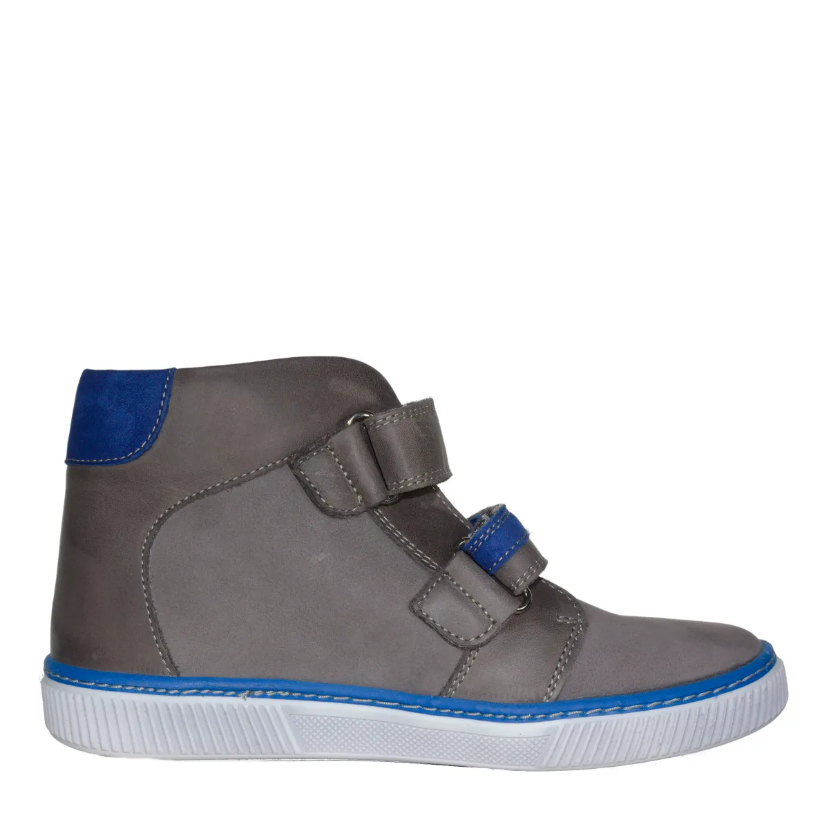 Szamos kid boy high-top shoes grey with blue monster face big kid size