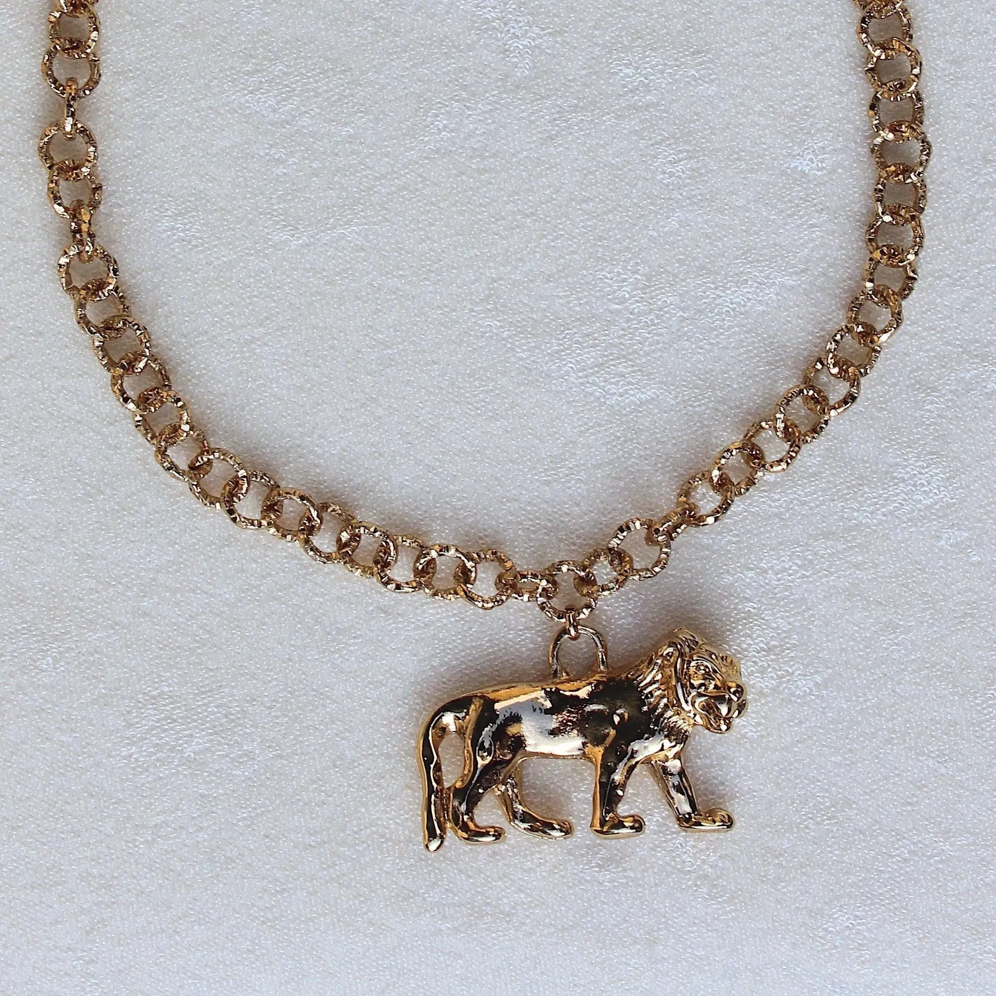 TFC 24K Lion Statement Gold Plated Pendant Necklace