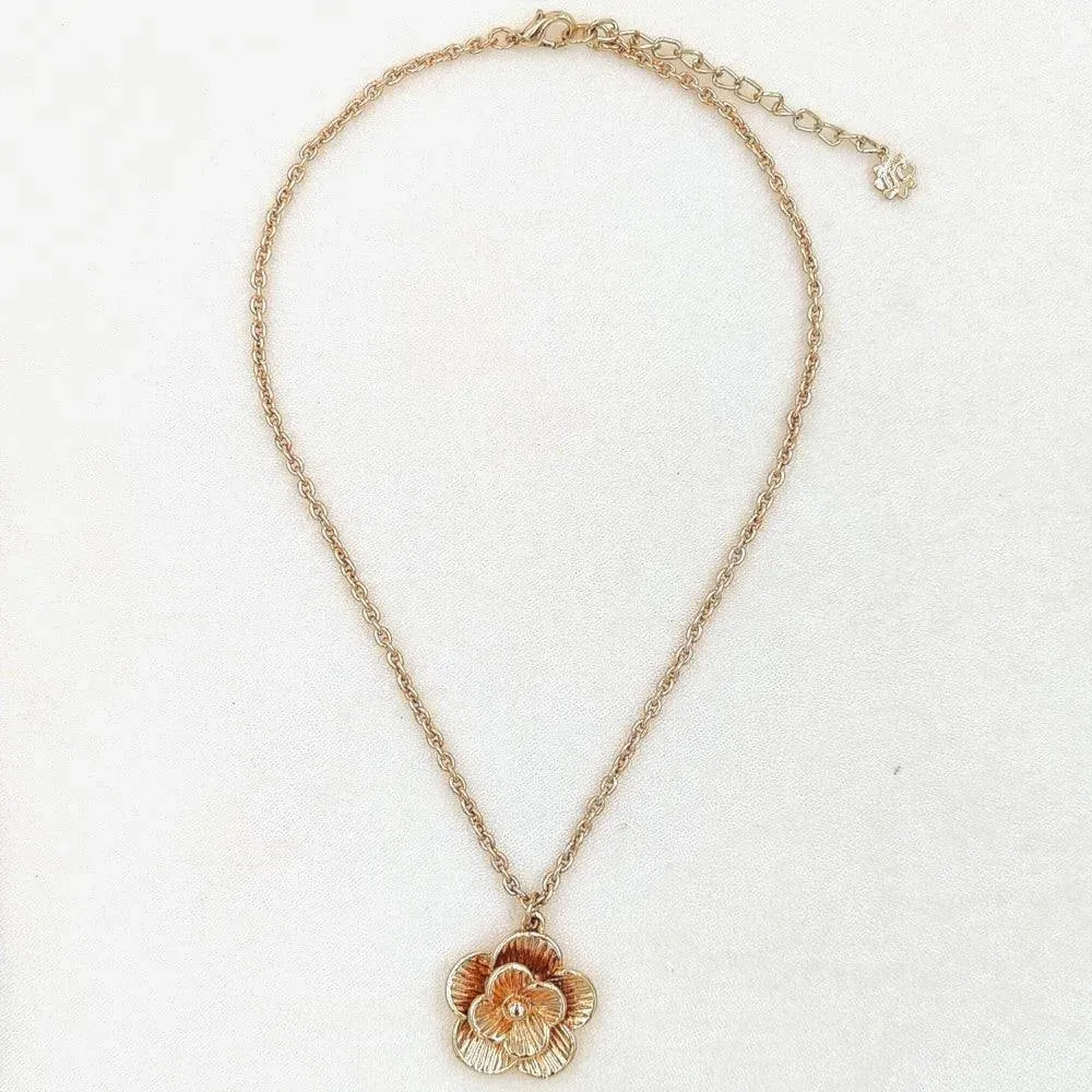 TFC 24K Rose Flower Gold Plated Pendant Necklace