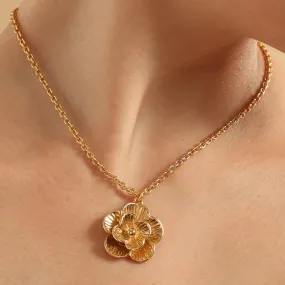 TFC 24K Rose Flower Gold Plated Pendant Necklace