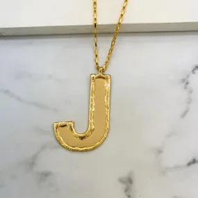 TFC Big Letter J - 24K Gold Plated Long Pendant Necklace