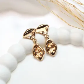 TFC Double Petal Gold Plated Dangler Earrings