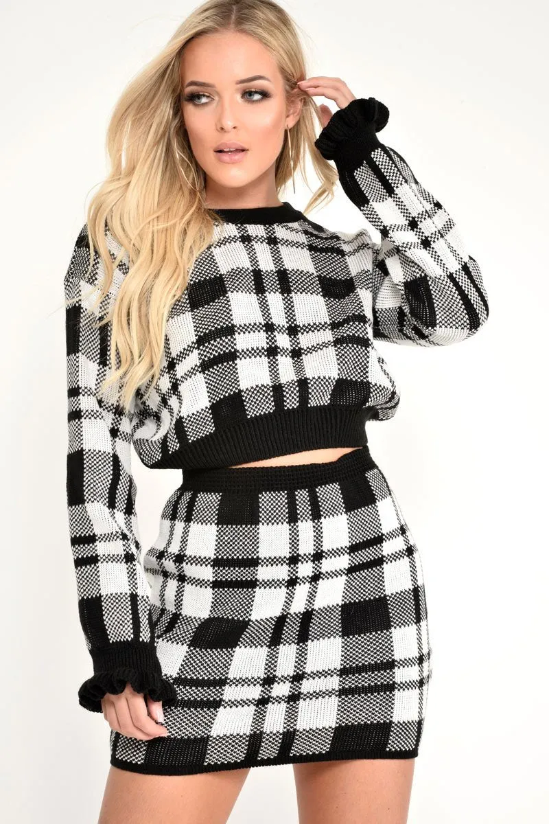 White Check Knit Mini Skirt - Crissy