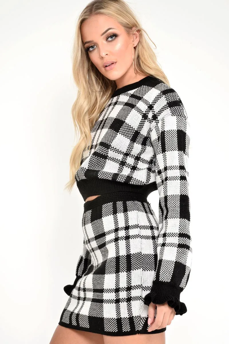 White Check Knit Mini Skirt - Crissy