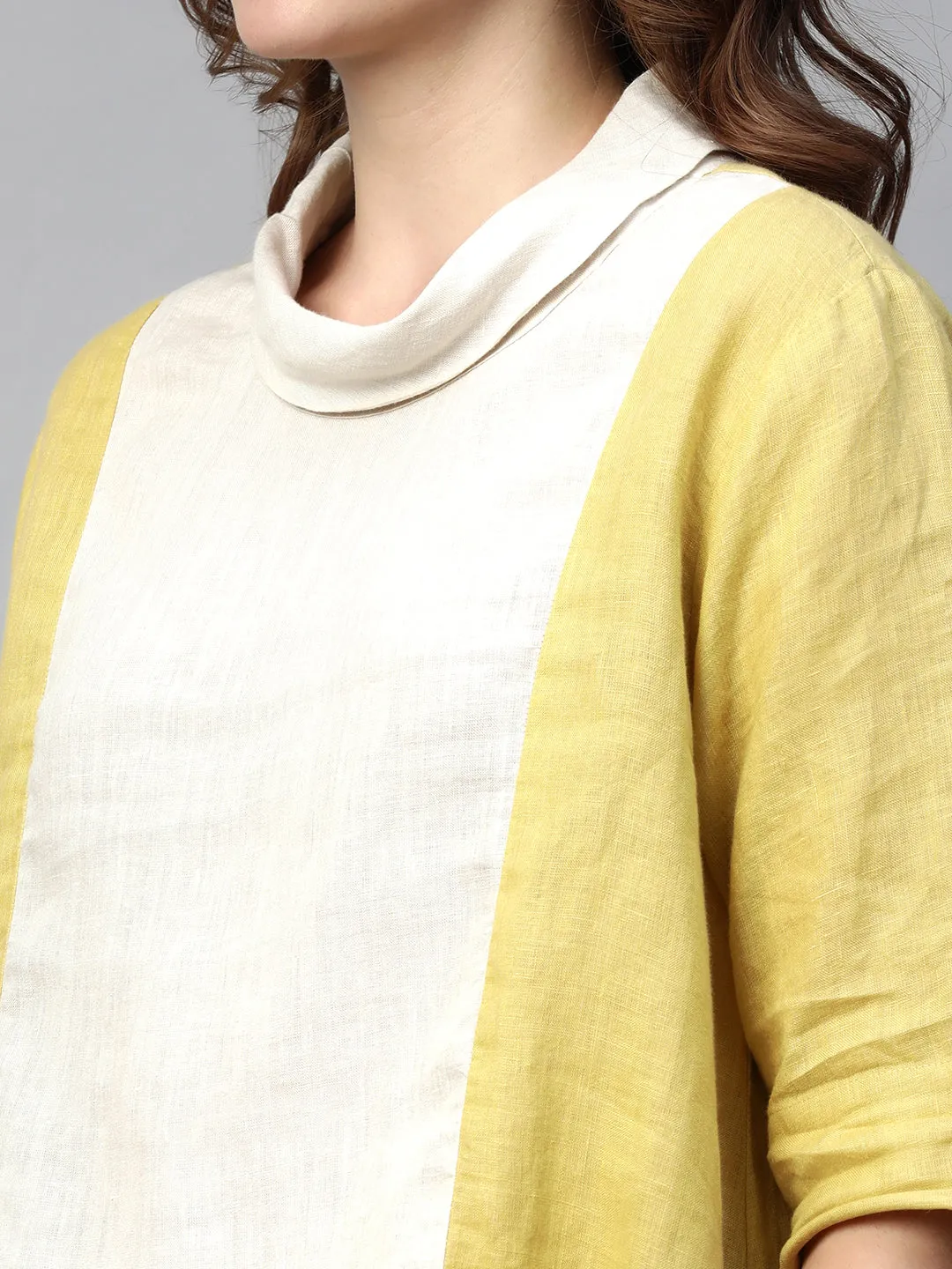 Women's Lime Linen Regular Fit Blouse